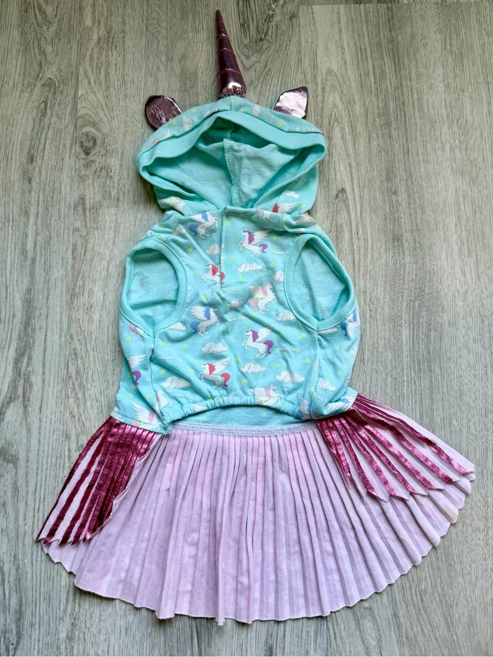 Unicorn Hooded Costume / Dress with Pink Skirt for Pets/Small Dogs - size Small